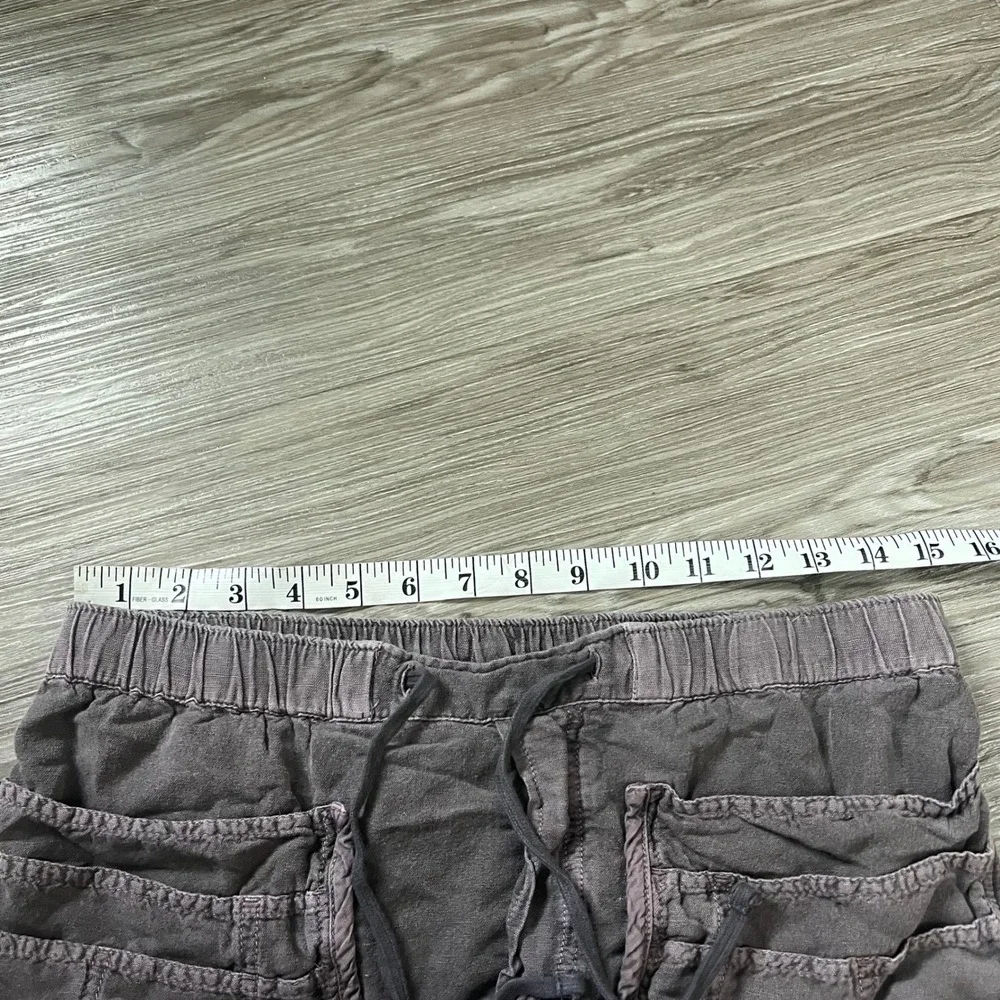 Free People Cargo Mini Skirt XS Gray Linen Blend Utility Drawstring Pockets